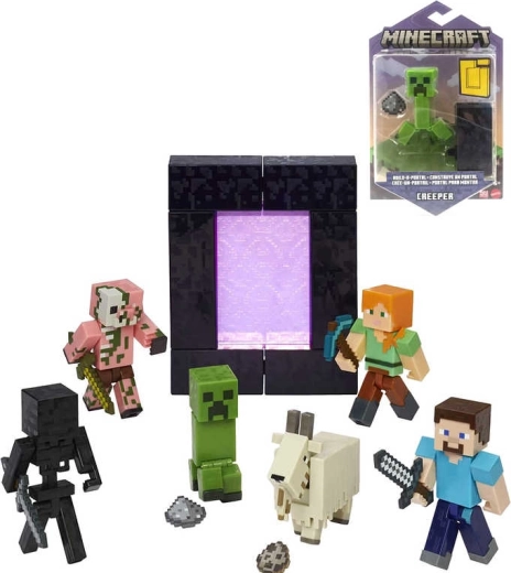 Figurină articulată Mattel Minecraft Build-A-Portal 8 cm cu accesorii (diverse tipuri) - 1 bucată