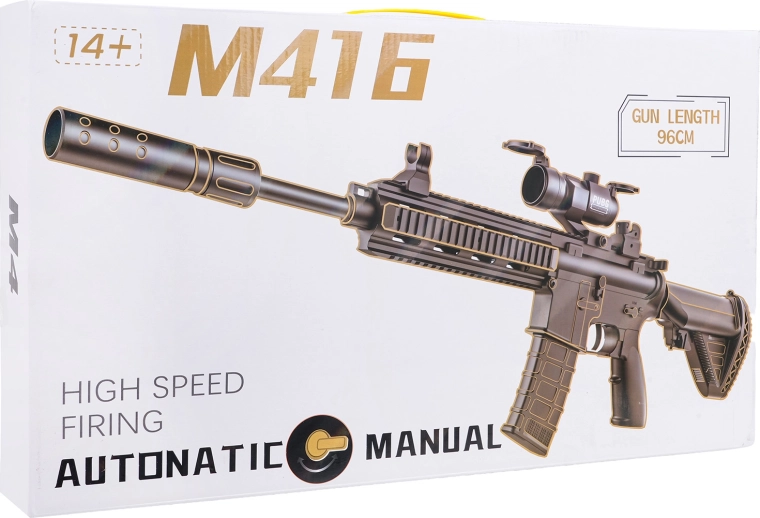 Carabină M416 gri pentru bile gel (cu apă) cu accesorii