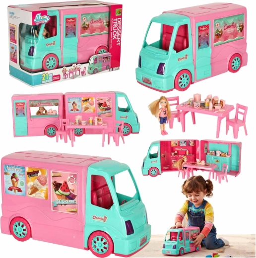 Camper pentru păpuși cu gelaterie mobilă, 21 de piese
