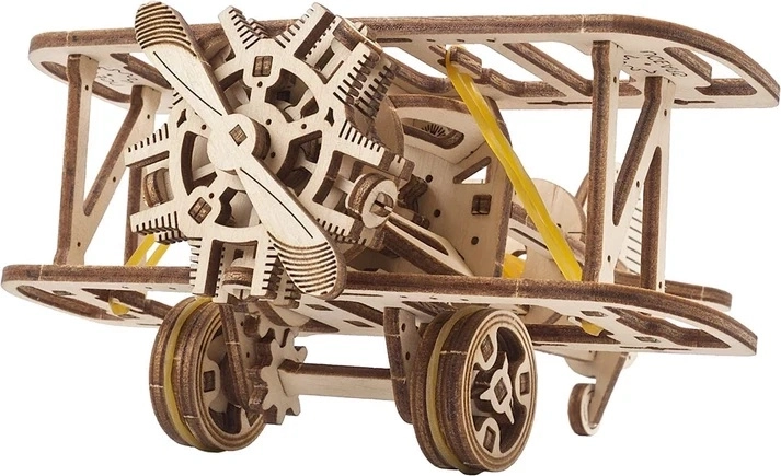 Ugears mini biplan – kit mecanic 3D din lemn