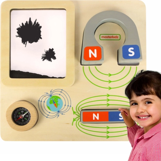 Placă magnetică educațională din lemn Masterkidz cu busolă