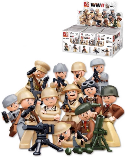 Sluban Army WWII mini figurină de soldat cu accesorii (blind bag) - 1 bucată