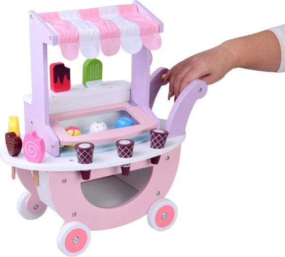 Stand mobil cu copertină și spațiu de depozitare