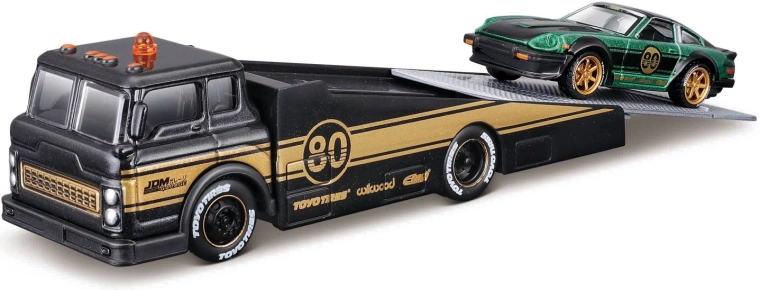 Maisto Design Elite Transport camion cu rampă și 1980 Datsun 280ZX 1:64