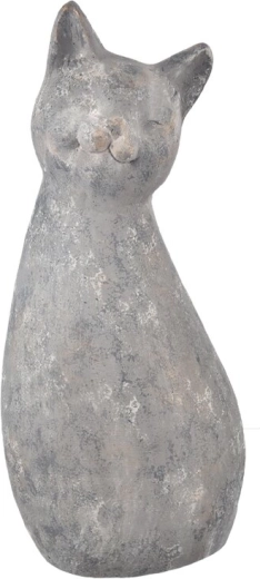 Statuetă decorativă din ceramică, pisică gri, 53 cm