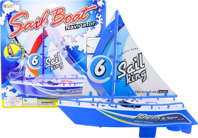 Barca jucărie pe baterii albastră