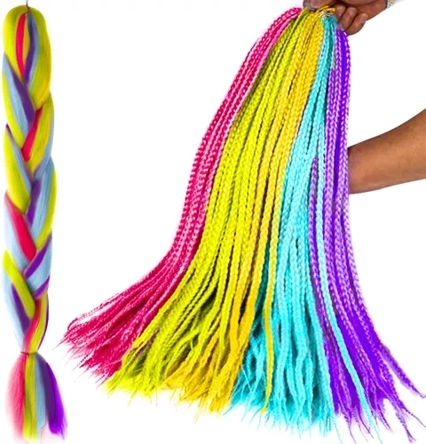 Codițe sintetice curcubeu 60 cm