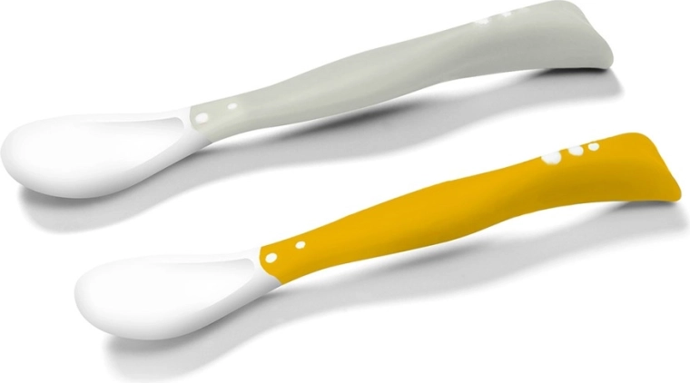 BabyOno lingurițe flexi pentru copii, 2 buc – gri/galben