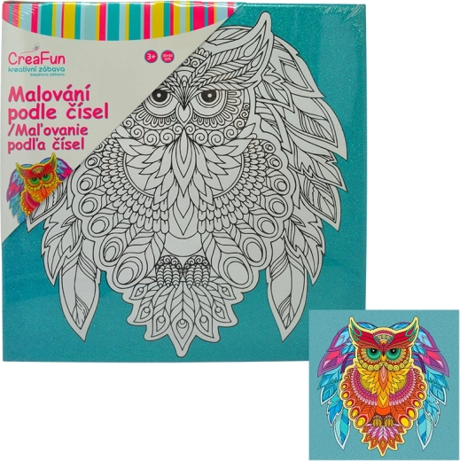 Pictură pe pânză – bufnița înțelepciunii 30 × 30 cm