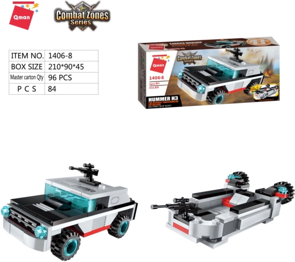 Qman Aircraft Carrier mașină Hummer H3 2în1 set de construcție (84 piese)