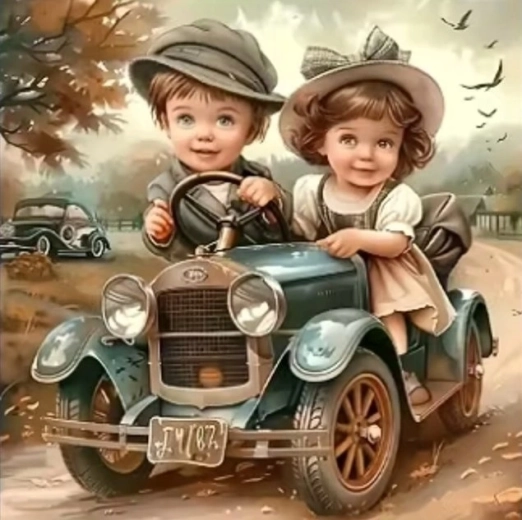 Norimpex pictură pe numere Copii în mașină 40 × 50 cm