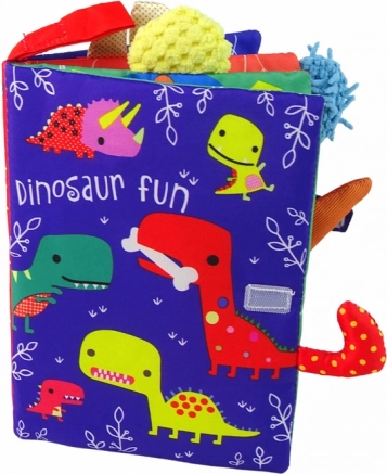 Cărticică moale cu dinozauri – carte textilă colorată pentru bebeluși