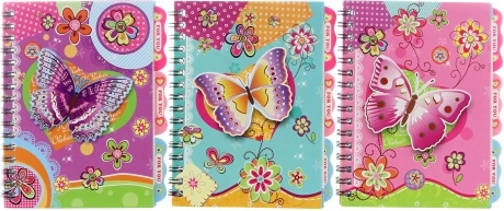 Caiet Butterfly cu spirală 10 × 14,5 cm