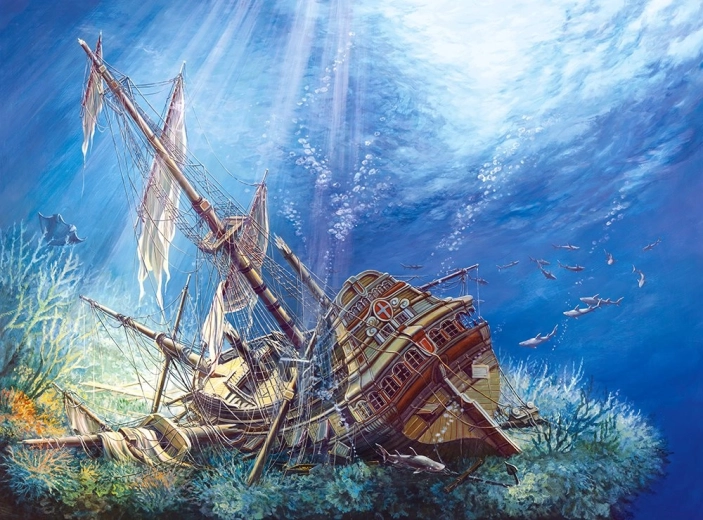 Puzzle Galeonă scufundată 2000 de piese Castorland