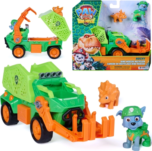 Spin Master Patrula Cățelușilor Dino Rescue – camionul de reciclare al lui Rocky cu figurine, 23 cm