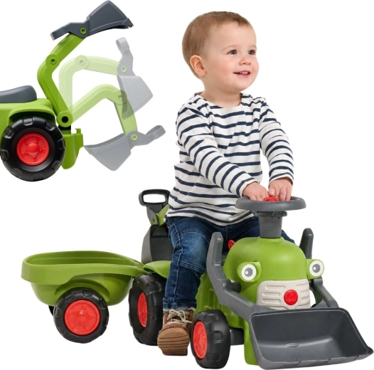 Tractor cu pedale pentru copii Falk CLAAS cu încărcător și remorcă