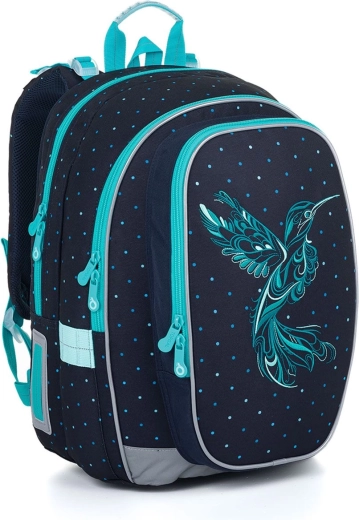 Ghiozdan școlar Topgal Mira cu broderie colibri