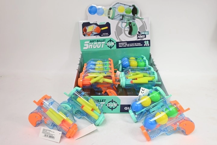 Pistol pentru copii care lansează săgeți și bile din spumă (set 12 proiectile)