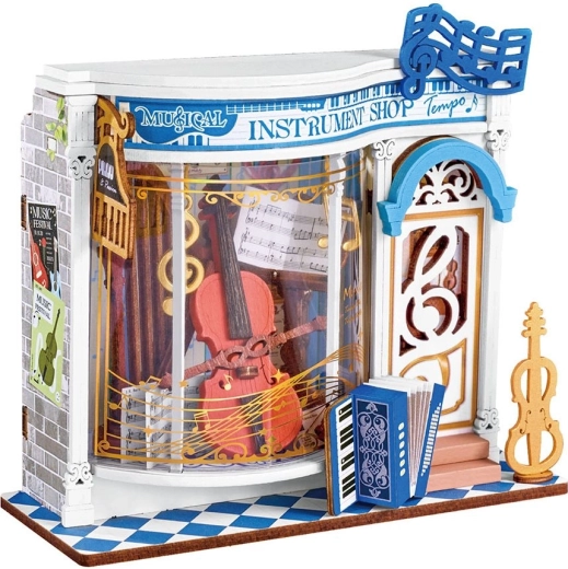 RoboTime miniatură magazin de instrumente muzicale – puzzle 3D din lemn