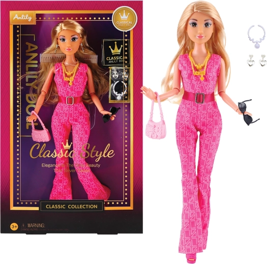 Păpușă marionetă cu rochie roz