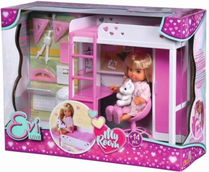 Evi Love camera mea – pat etajat cu birou și accesorii