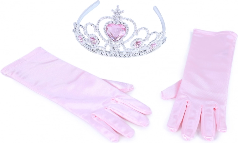 Set prințesă mănuși roz și coroană