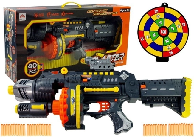 Pistol electric cu proiectile din spumă și țintă