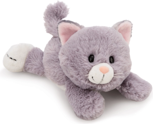 Nici pisică gri de pluș culcată 20 cm Green