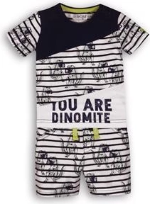 Set copii Dirkje din două piese „Sunny You Are Dinomite”, bleumarin-alb