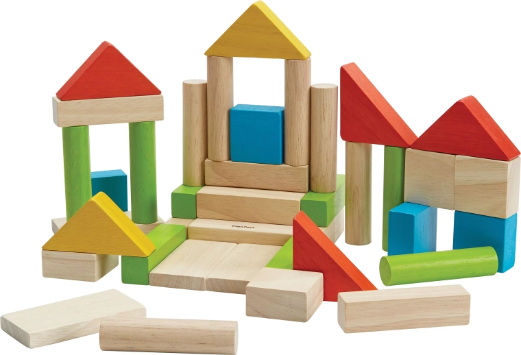 Plan Toys cuburi din lemn colorate 40 buc