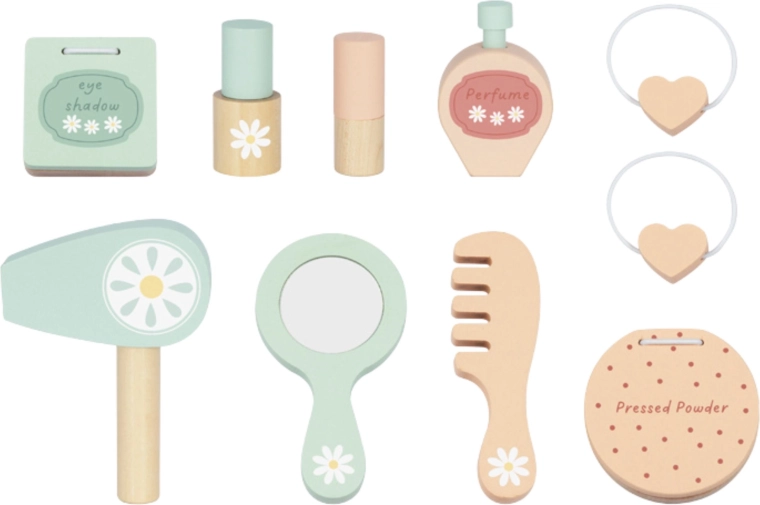 Set bogat de accesorii cosmetice din lemn