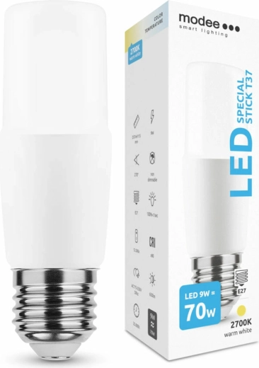 Bec LED Modee Special Stick T37 E27 9 W alb cald 650 lm