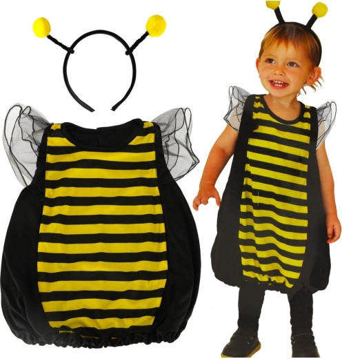 Costum de albină pentru copii – mărimea S (100–110 cm) cu aripioare și bentiță