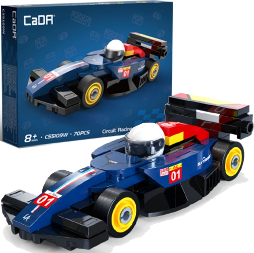 Set de construcție CaDA mașină de curse Circuit Racing Car, albastru închis, 70 de piese