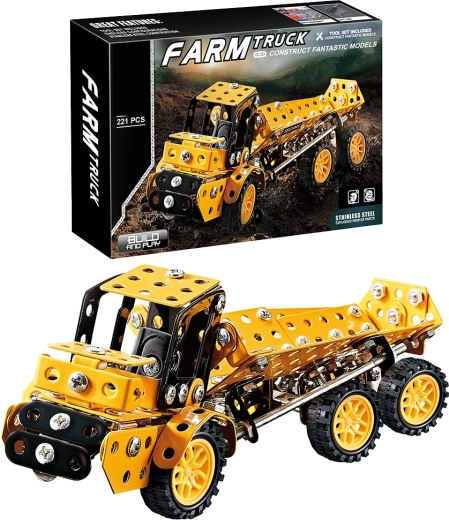 Set de construcție metalic, camion, 221 de piese