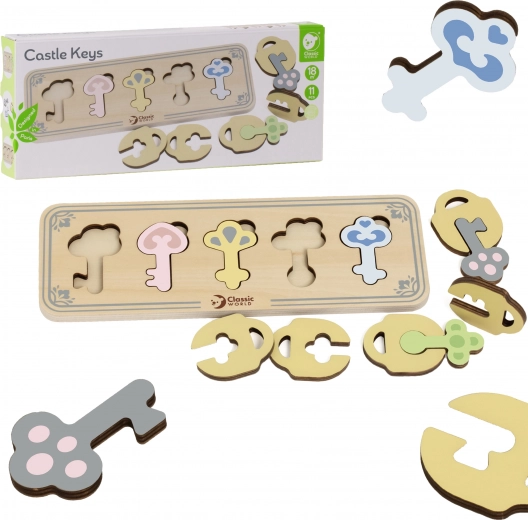 placă de inserție montessori din lemn chei și încuietori CLASSIC WORLD