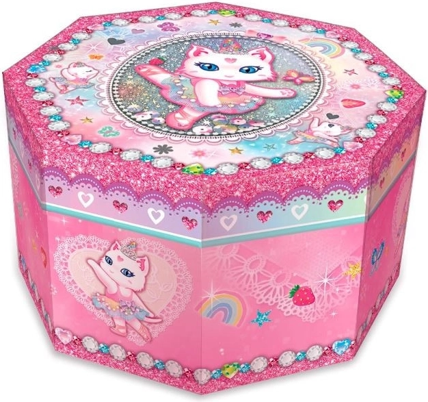 cutie muzicală pentru bijuterii octogonală – pisică balerină