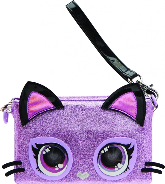 Geantă tip wristlet interactivă PURSE PETS Purdy Purrfect – pisicuță mov cu ochi LED
