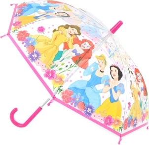 Umbrelă manuală transparentă cu motiv de prințese