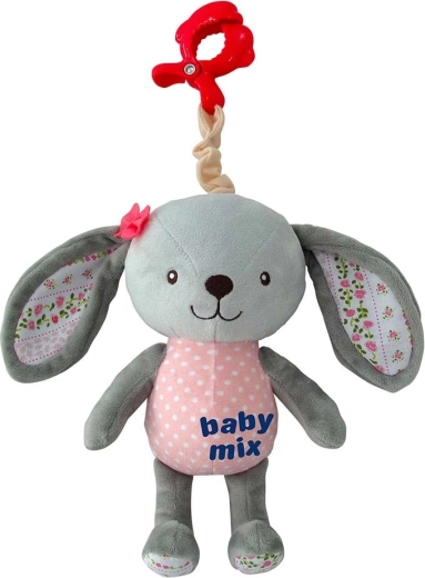 Iepuraș de pluș cu cutie muzicală și clips BABY MIX
