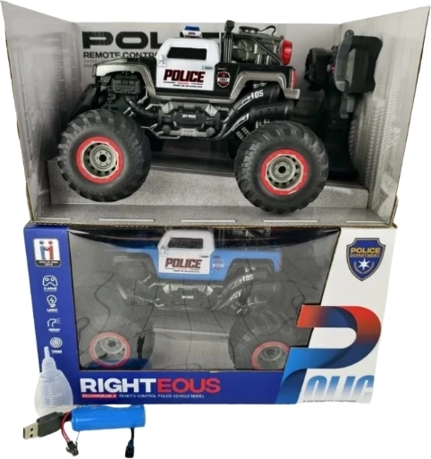 Jeep de poliție telecomandat cu roți mari
