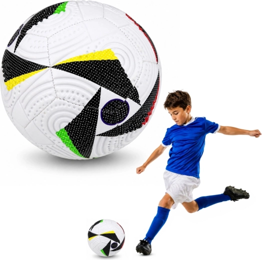 Minge de fotbal pentru antrenament, mărimea 5 (22 cm), albă cu model