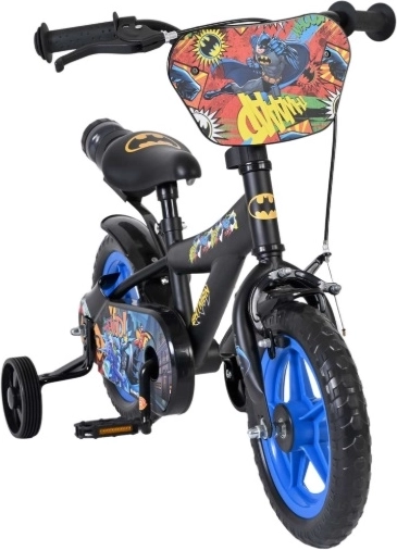 Bicicletă pentru copii 12" Batman cu roți ajutătoare și bidon