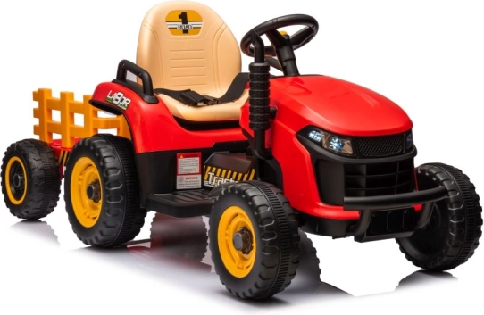 Tractor electric pentru copii cu remorcă – roșu