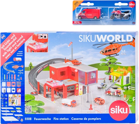 SIKU World stație de pompieri cu mașină de pompieri