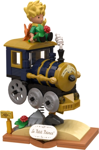 Tren iconic pe suport în formă de carte