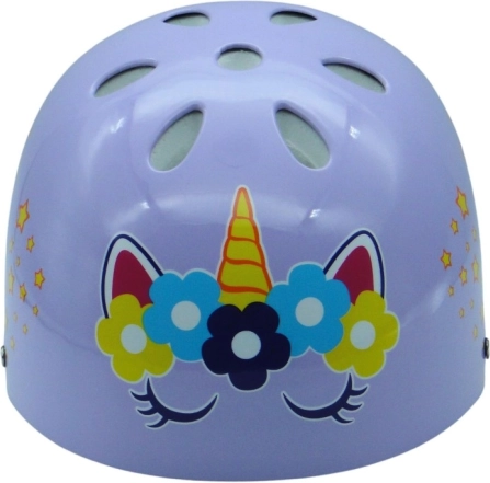 Cască multisport cu motiv de unicorn, mov, mărimea M (55–58 cm)