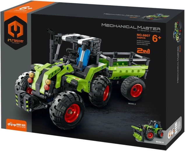Set de construcție iM.MASTER tractor cu remorcă, 2 în 1, 346 de piese