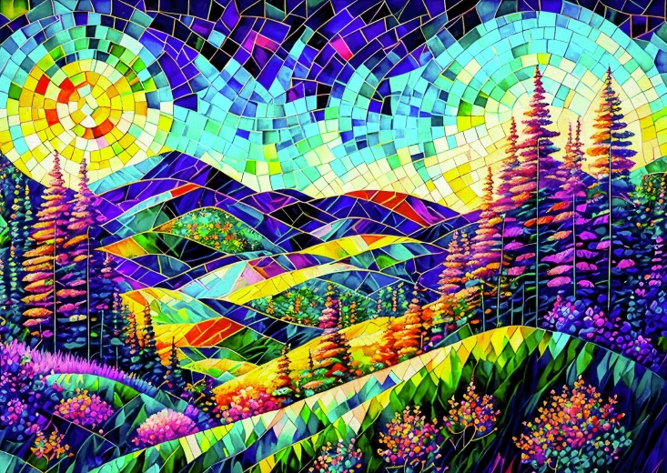 Puzzle Enjoy Peste dealuri către țara viselor, 1000 de piese