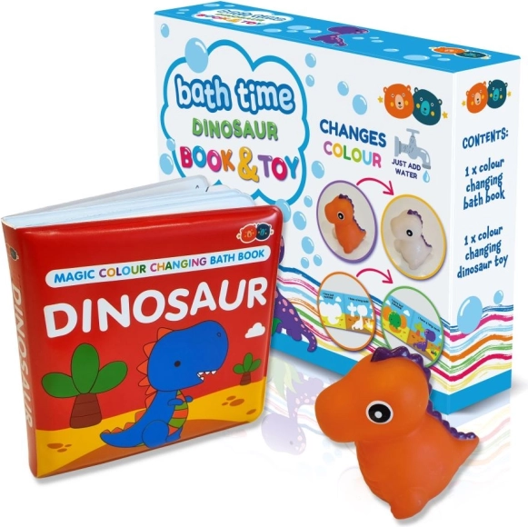 Cărticică magică pentru baie cu jucărie – dinozaur